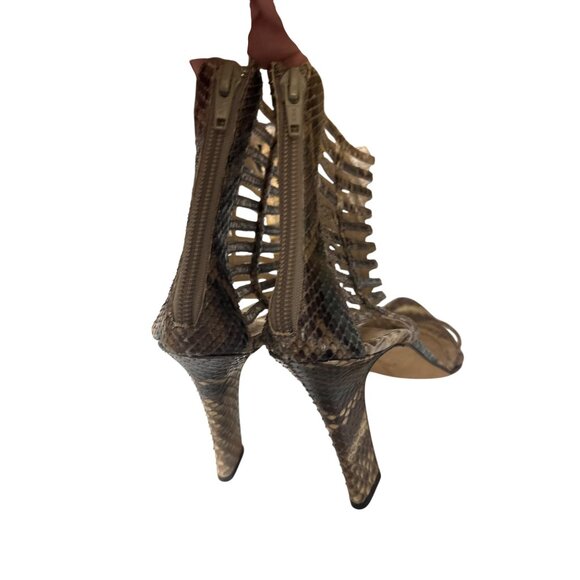 Max Kibardin Womens Snake Print Strappy Heeled Sandals Size 8 Made In Italy - Picture 4 of 7